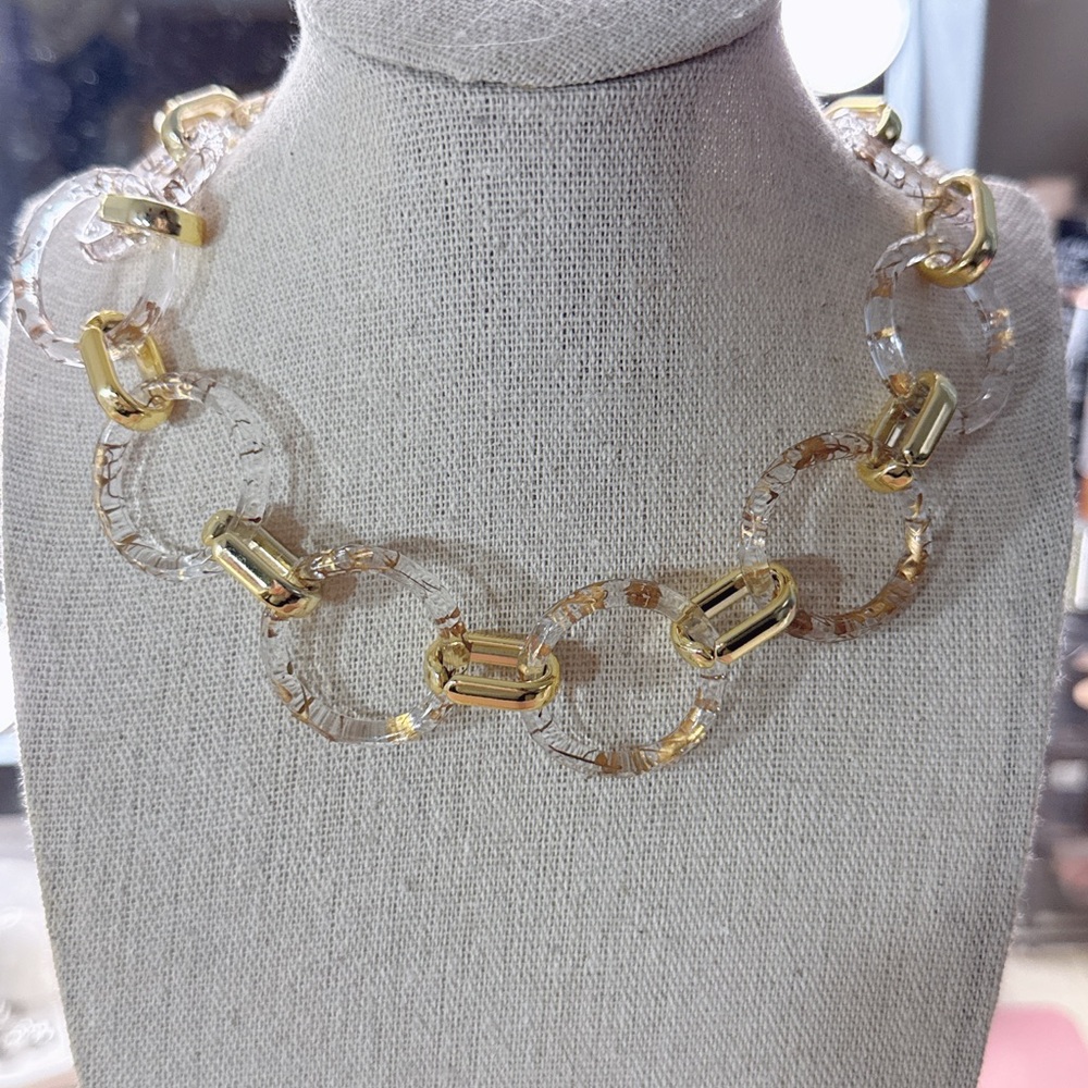 Gold and Clear Link Necklace